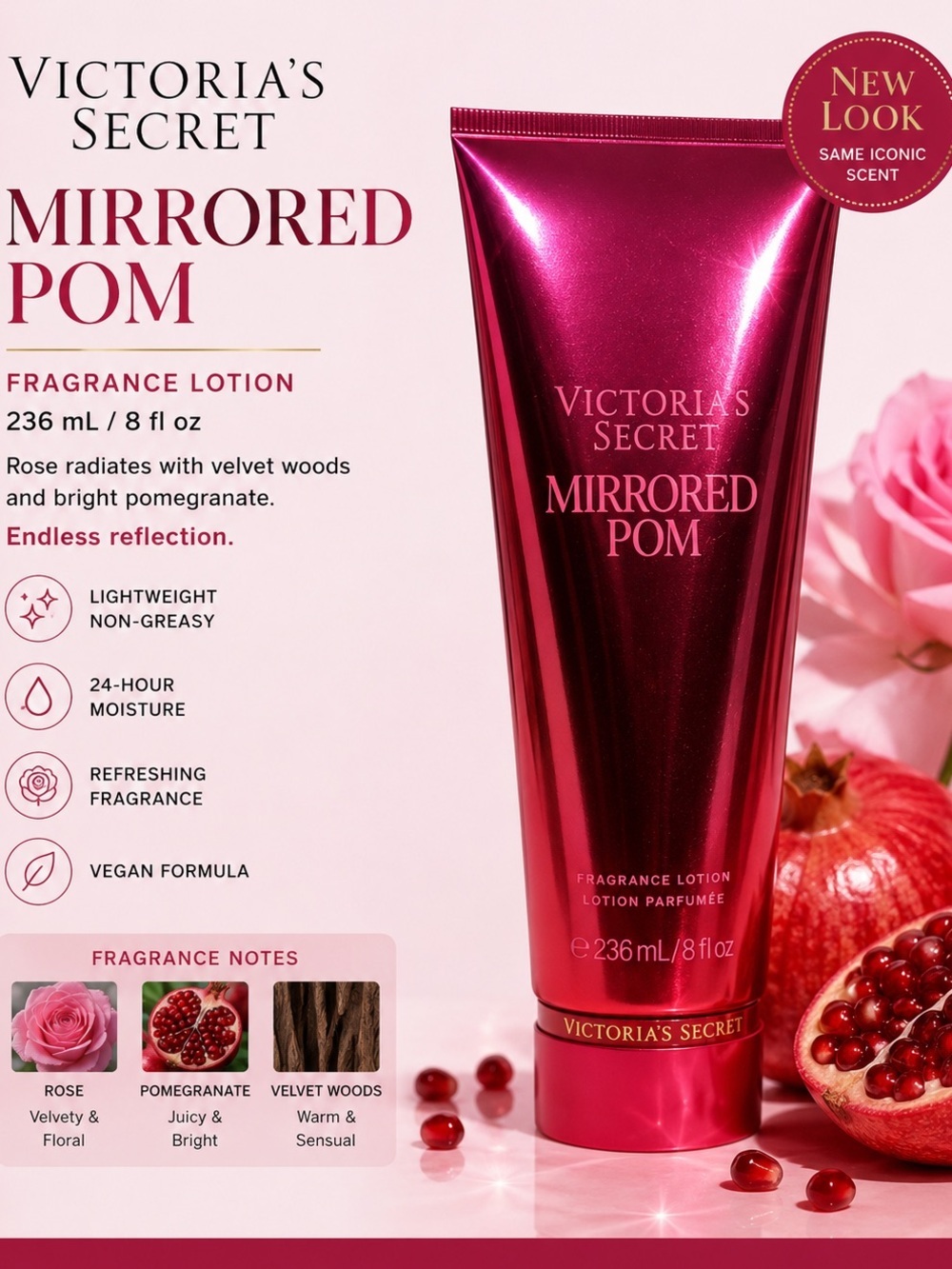 Victoria's Secret Mirrored Pom Fragrance Lotion - Metallic Pink